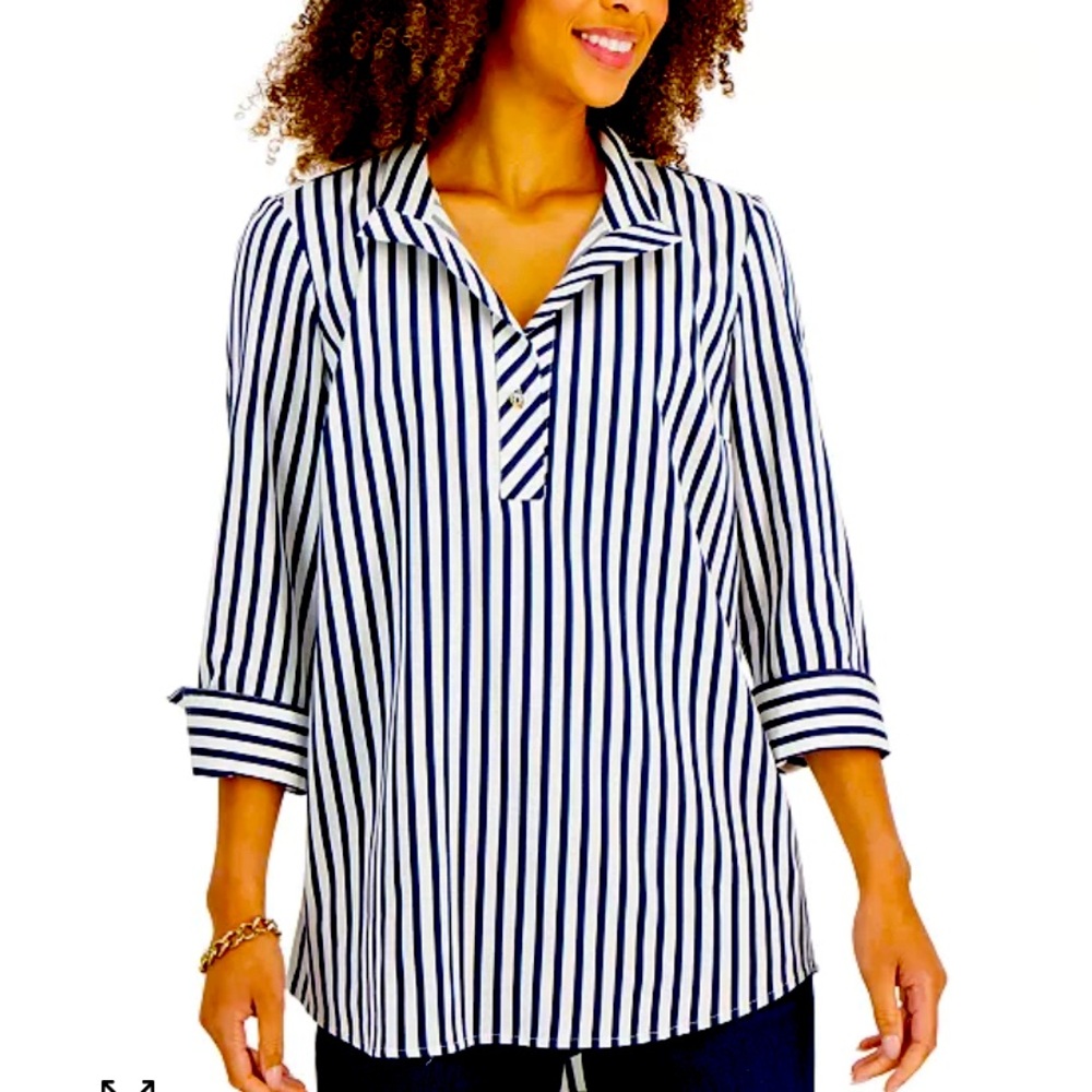 Charter Club Woven 3/4 Sleeve Top